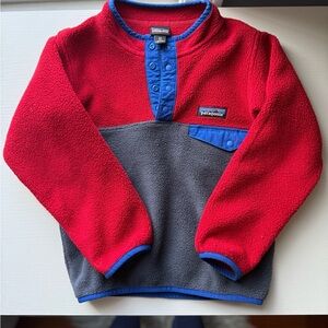 Patagonia Synchilla Quarter Snap Red and Gray Fleece with Blue Detail